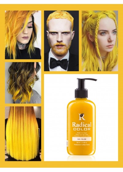 Боя за коса за многократна употреба без Амоняк цвят Жълто - Yellow - Radical