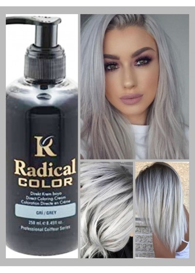 Полутрайна професионална боя за коса без Амоняк цвят сиво - Radical