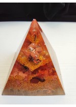 Пирамида оргонит за късмет в бизнеса със слънчев камък планински кристал и златен прах размер XL