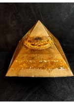 Оргонна пирамида за привличане на пари и изобилие в дома с цитрин Яспис и символ за изобилие Gold Energy XXXL