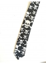Тънка вратовръзка с черепи в черно и бяло Big Skulls