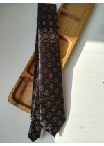 Вратовръзка от копринен жакард със стилни мотиви комбинация тъмно синьо, кафяво и бежово by Polovito К0884