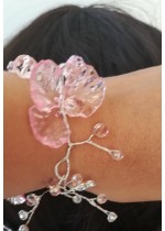 Абитуриентска гривна от Сваровски кристали в розово серия Japanese Garden by Rosie