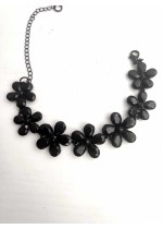 Гривна с кристали в черно за официални поводи - Black Flowers