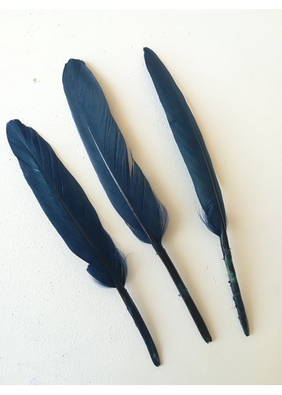 Декорация - наситено тъмно сини ефектни пера лукс пакет 30 бр