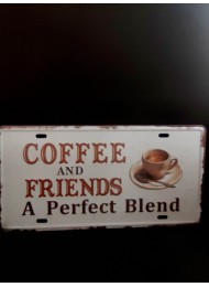 Метална табелка за стена за кафе и офис Coffee and Friends