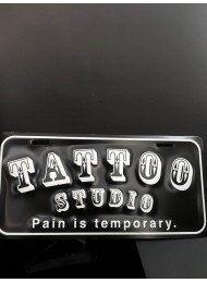 Метална табелка за Студио за татуировки Pain is temporary