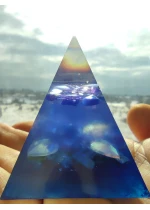 Пирамида оргонит за зодия Близнаци за Късмет и защита Lapis Lazuli размер XL