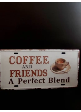 Метална табелка за стена за кафе и офис Coffee and Friends